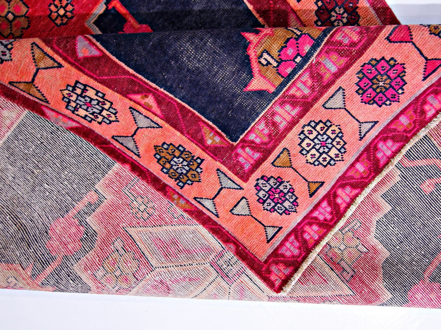 Handmade Vintage Persian Hallway Runner | 390 x 147 cm | 12'10" x 4'10" - Najaf Rugs & Textile