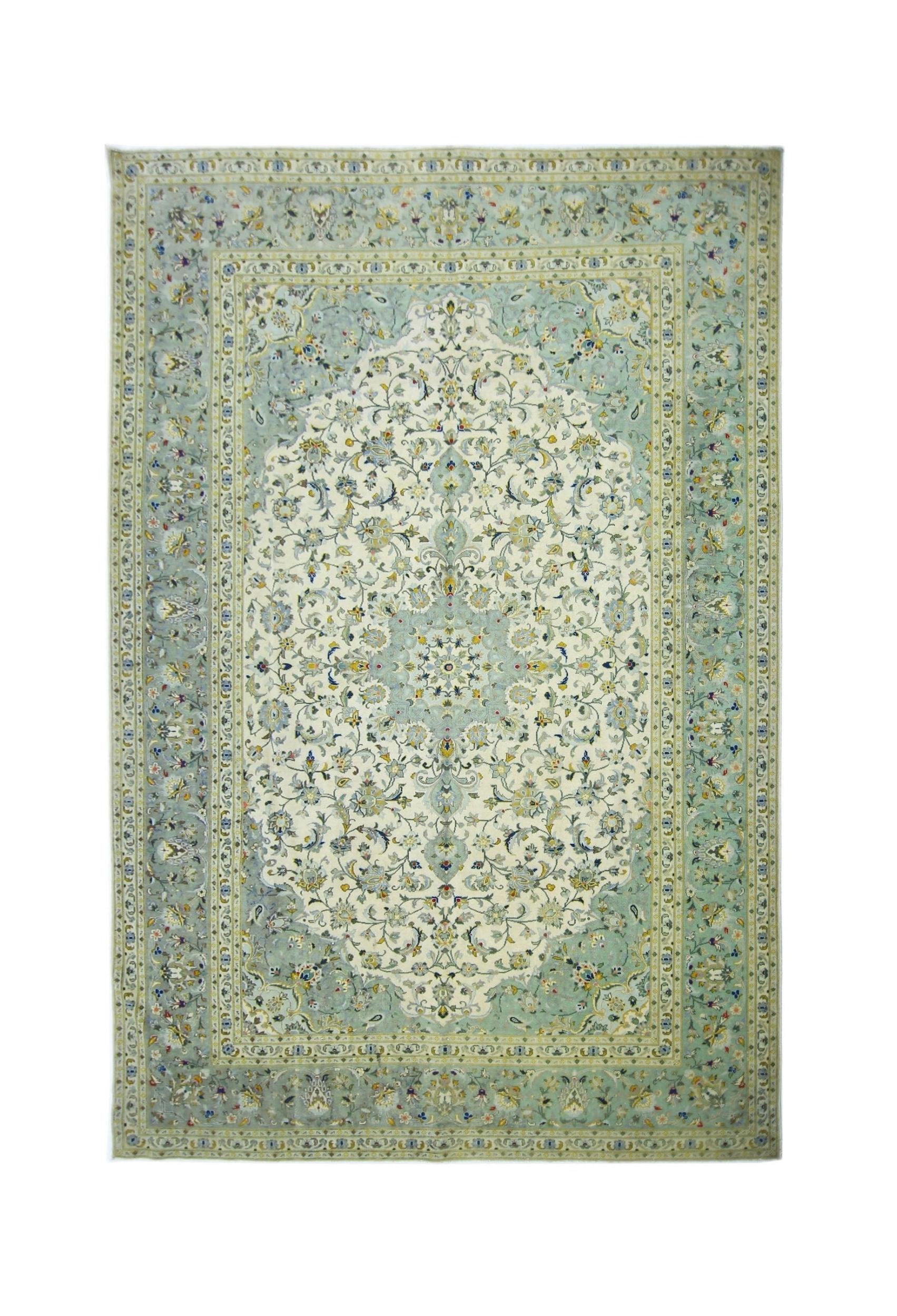 Handmade Vintage Persian Kashan Rug | 329 x 218 cm | 10'10" x 7'2" - Najaf Rugs & Textile