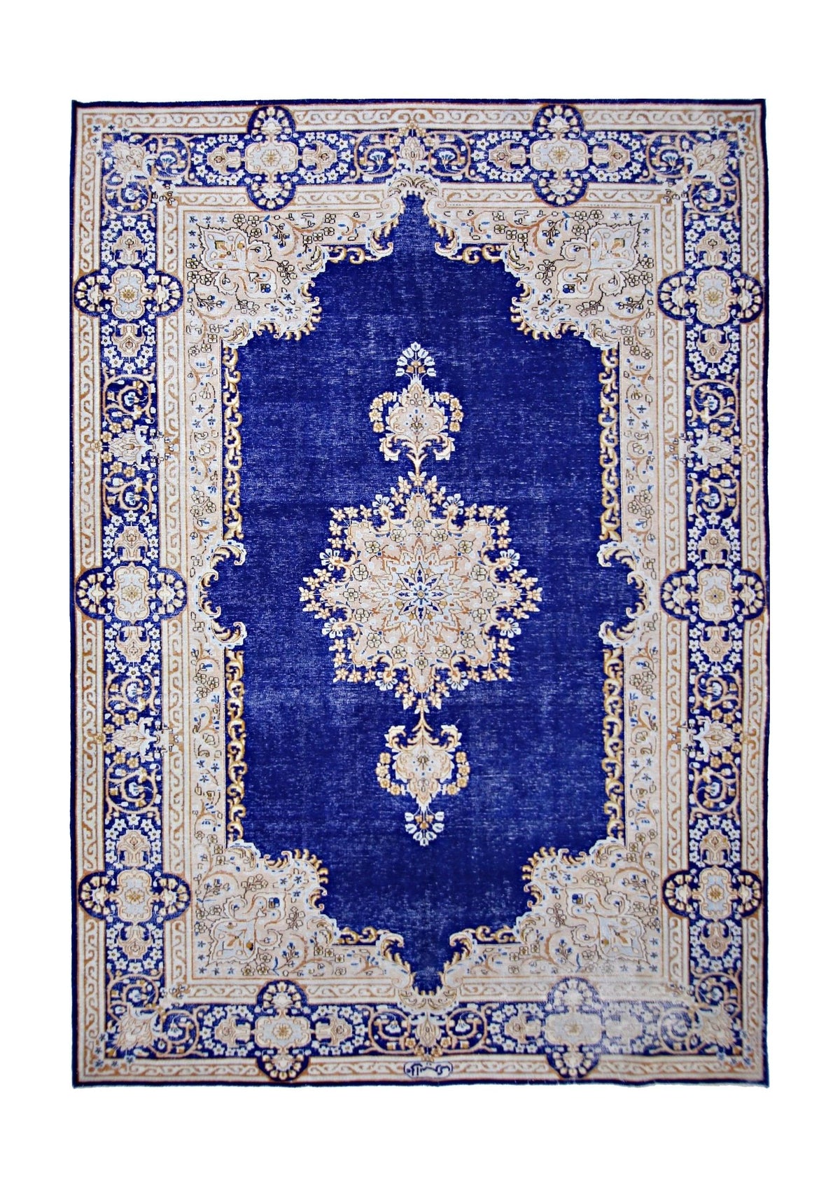 Handmade Vintage Persian Kerman Rug | 278 x 179 cm | 9'2" x 5'11" - Najaf Rugs & Textile