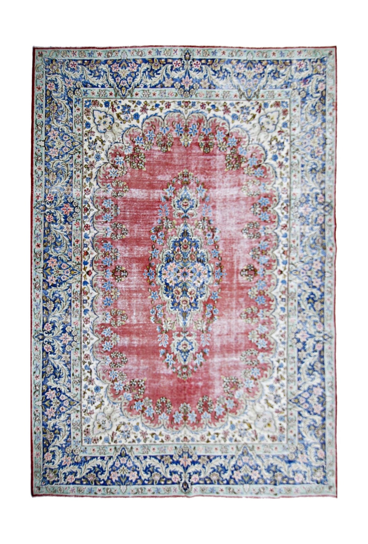 Handmade Vintage Persian Kerman Rug | 307 x 207 cm | 10'1" x 6'9" - Najaf Rugs & Textile