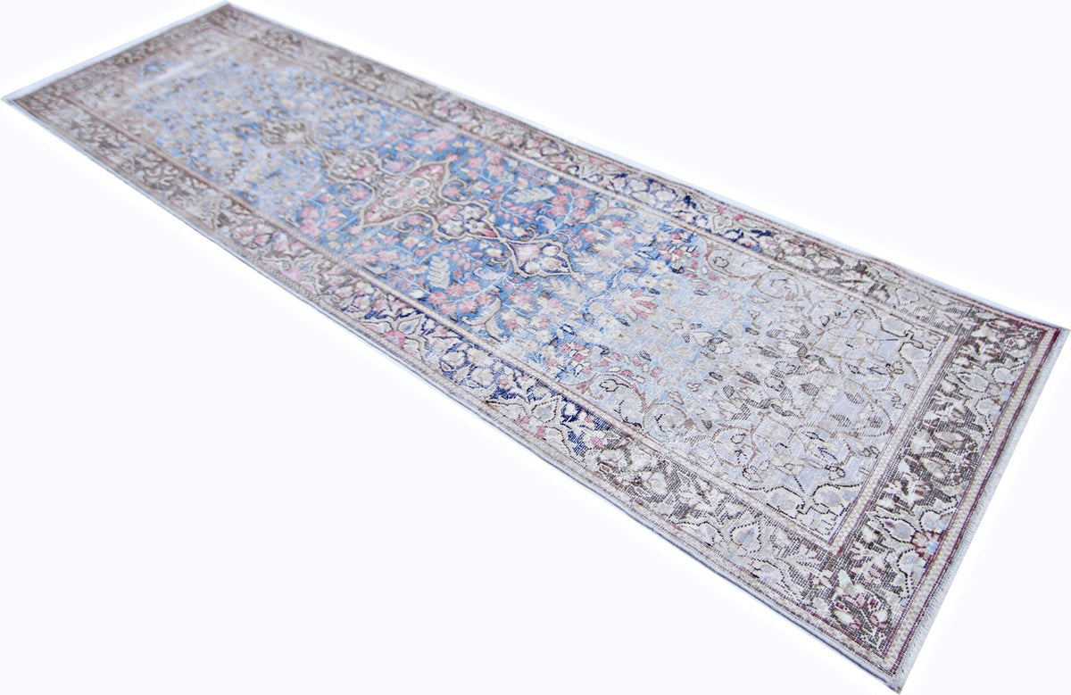 Handmade Vintage Persian Kerman Hallway Runner | 279 x 71 cm | 9'2" x 2'4" - Najaf Rugs & Textile