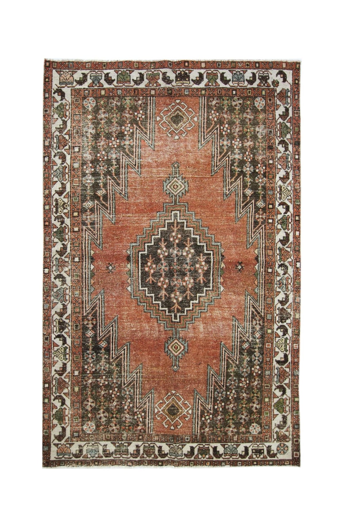 Handmade Vintage Persian Mazlaghan Rug | 182 x 117 cm | 6' x 3'10" - Najaf Rugs & Textile