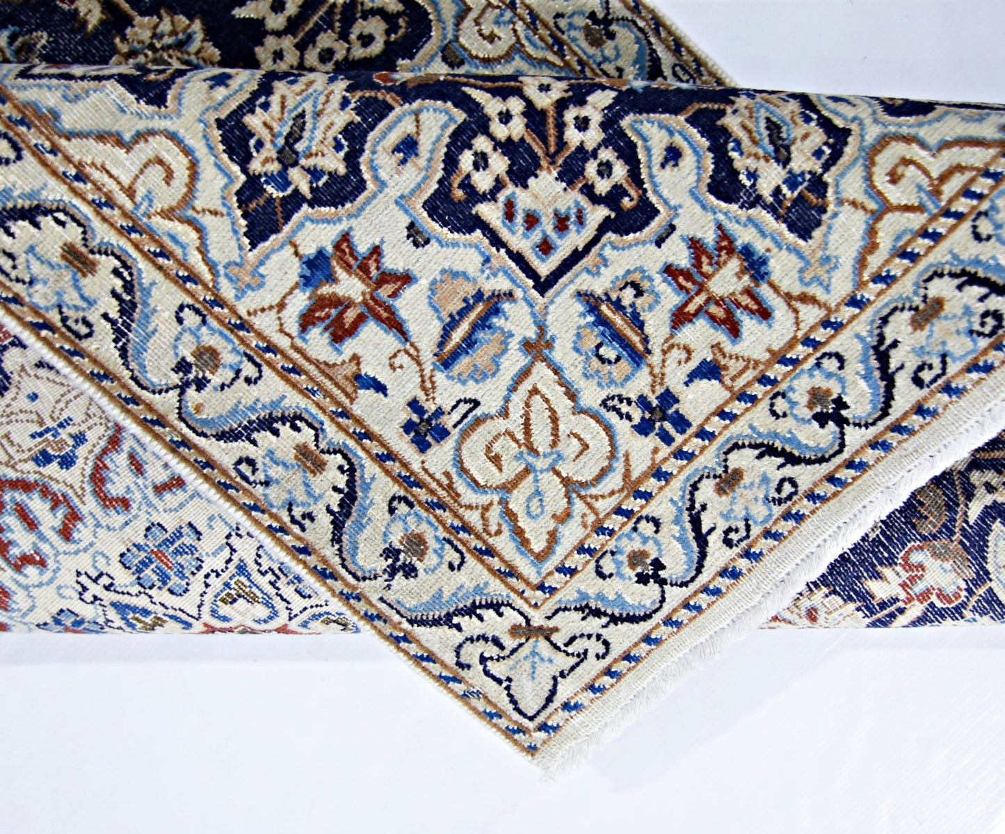 Handmade Vintage Persian Nain Rug | 128 x 86 cm | 4'3" x 2'10" - Najaf Rugs & Textile