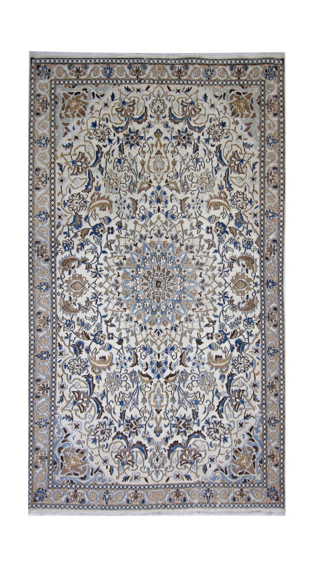 Handmade Vintage Persian Nain Rug | 199 x 111 cm | 6'6" x 3'8" - Najaf Rugs & Textile