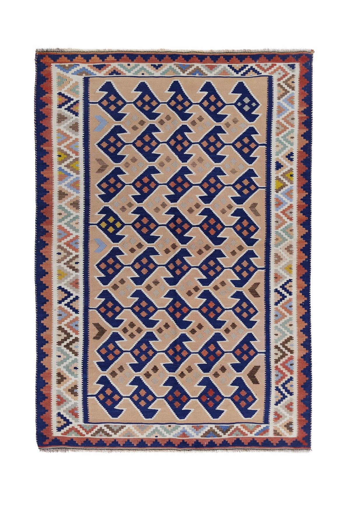 Handmade Vintage Persian Ghasghai Kilim | 152 x 106 cm | 5' x 3'6" - Najaf Rugs & Textile