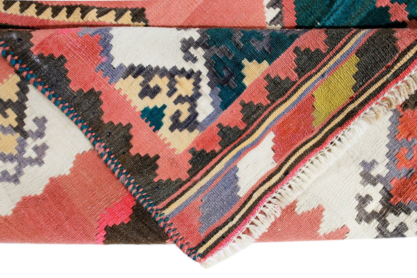Handmade Vintage Persian Ghasghai Kilim | 265 x 154 cm | 8'8" x 5' - Najaf Rugs & Textile
