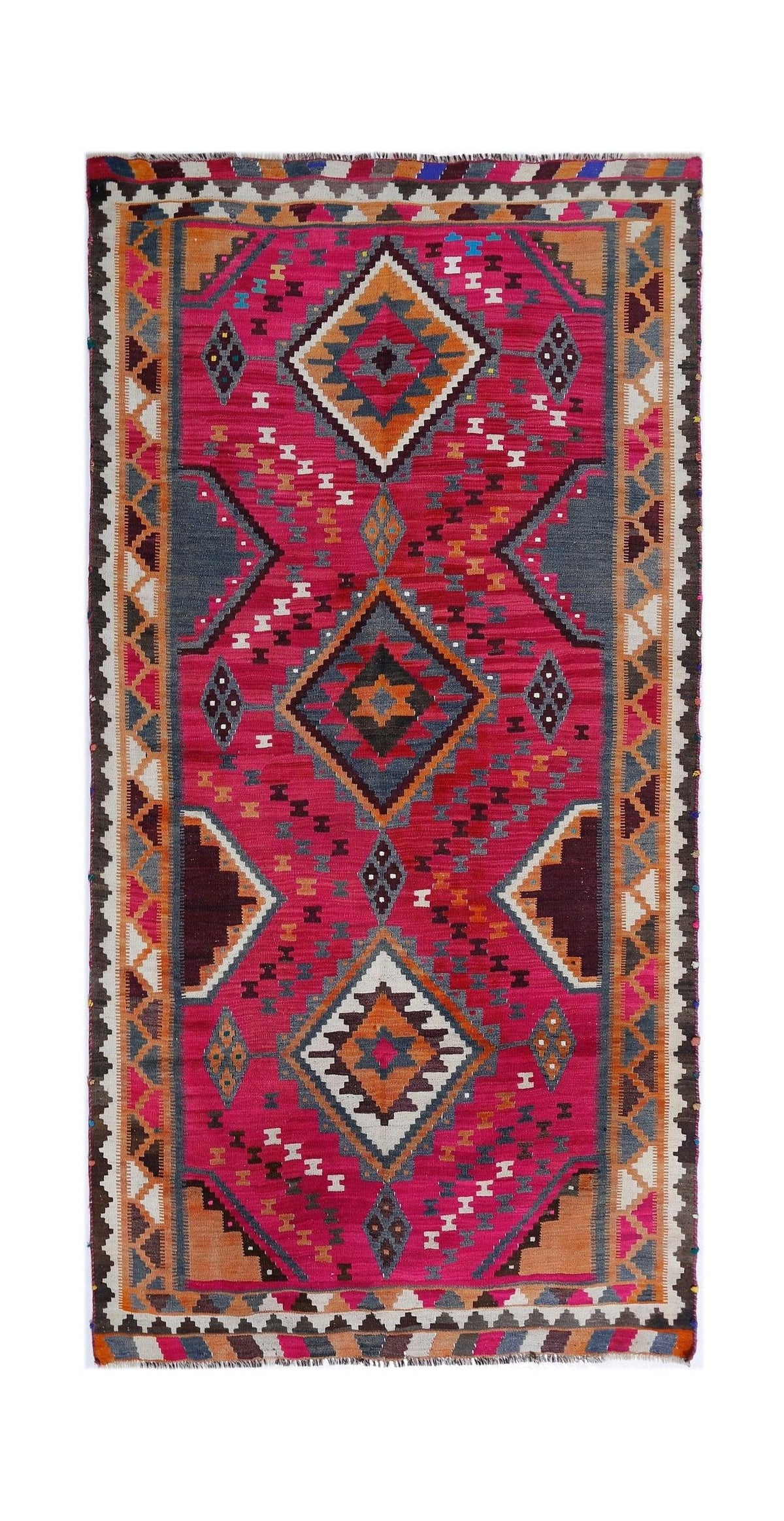 Handmade Vintage Persian Ghasghai Kilim | 281 x 144 cm | 9'3" x 4'9" - Najaf Rugs & Textile