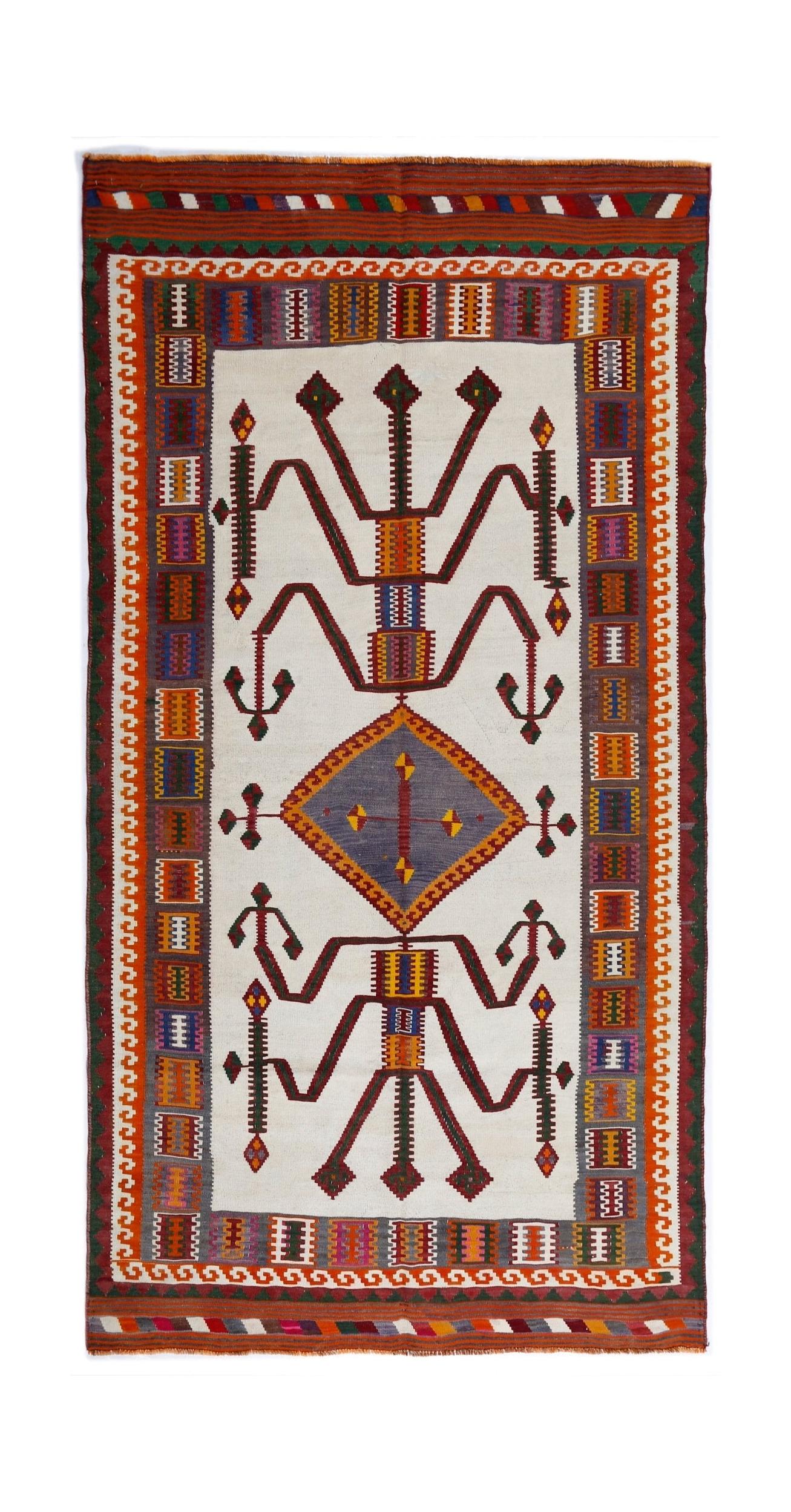 Handmade Vintage Persian Ghasghai Kilim | 285 x 156 cm | 9'4" x 5'1" - Najaf Rugs & Textile