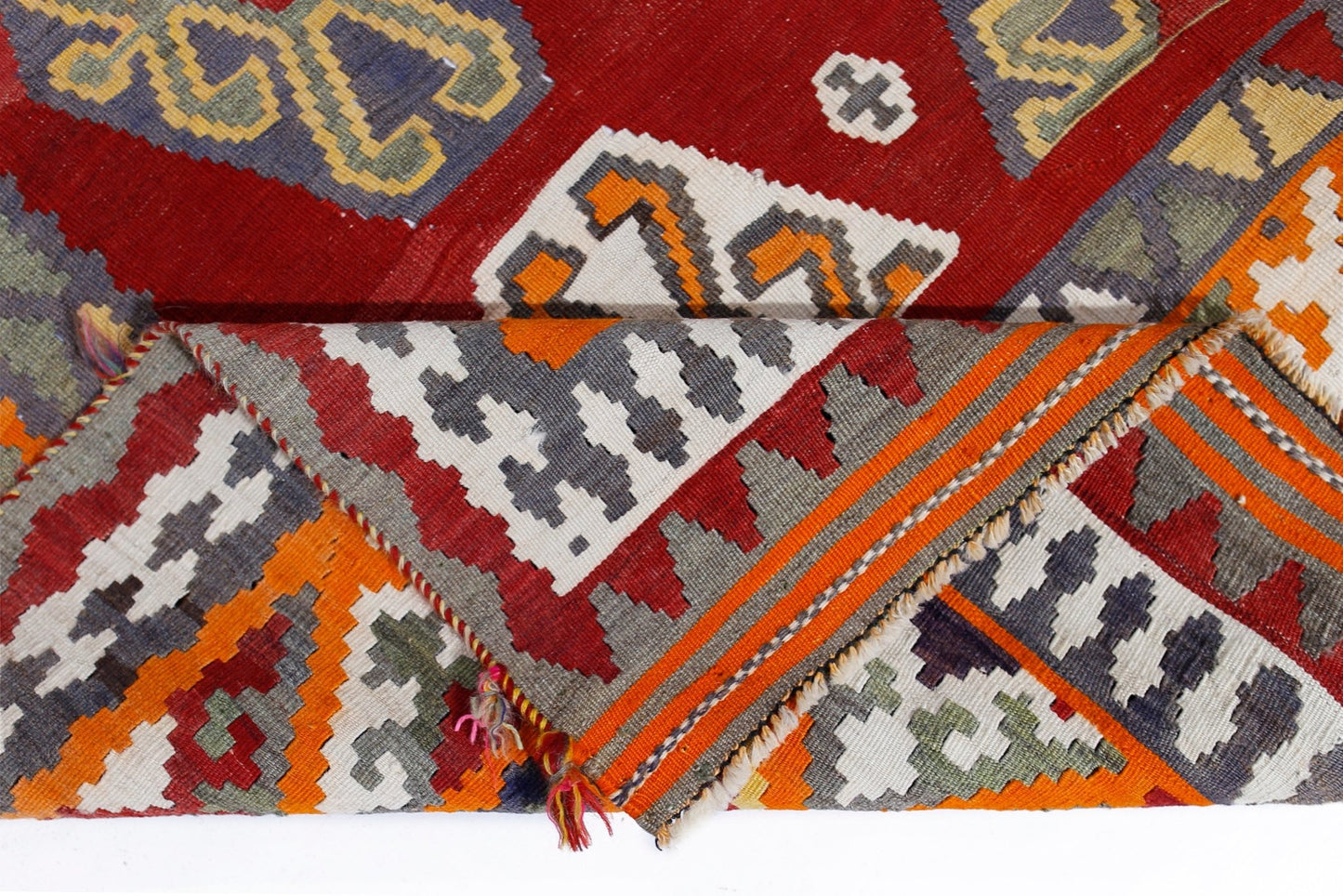 Handmade Vintage Persian Ghasghai Kilim | 294 x 158 cm | 9'4" x 5'2" - Najaf Rugs & Textile