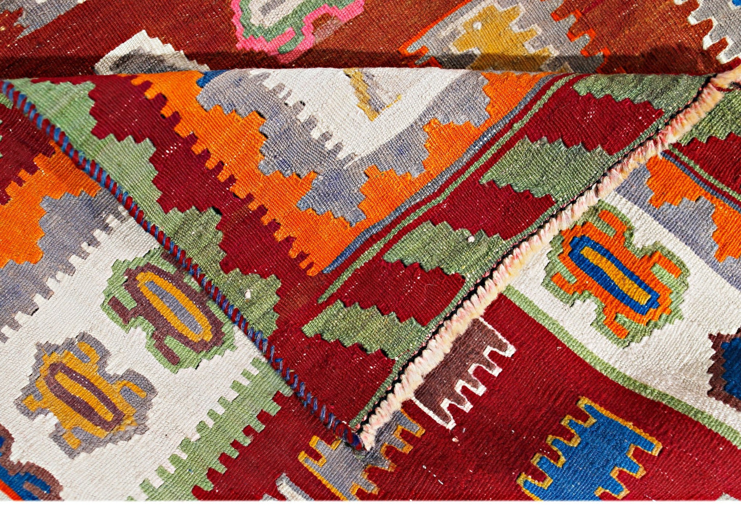Handmade Vintage Persian Qashqai Kilim | 296 x 192 cm | 9'9" x 6'3" - Najaf Rugs & Textile