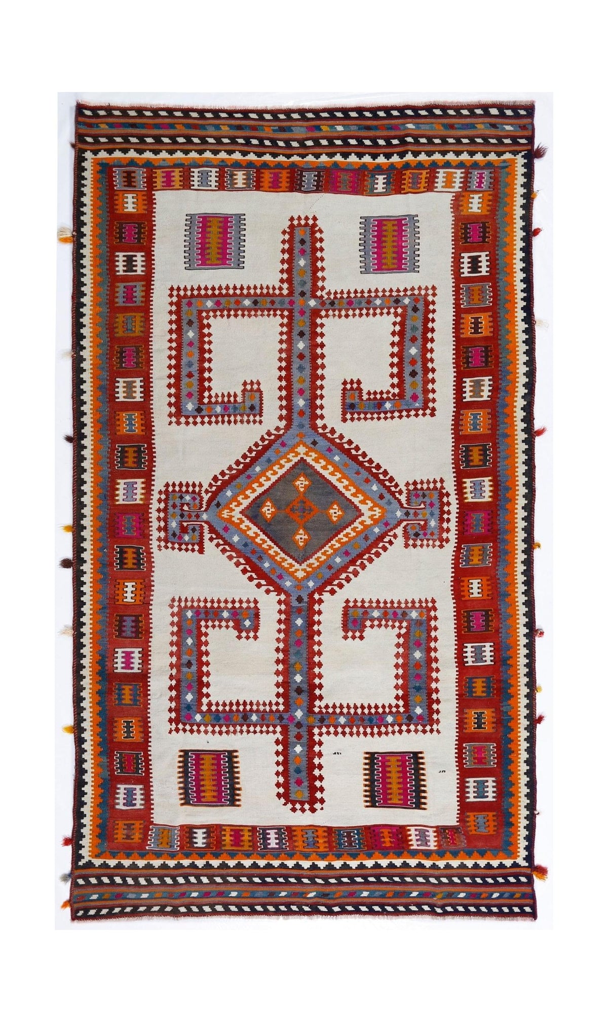 Handmade Vintage Persian Ghasghai Kilim | 306 x 164 cm | 10'1" x 5'5" - Najaf Rugs & Textile