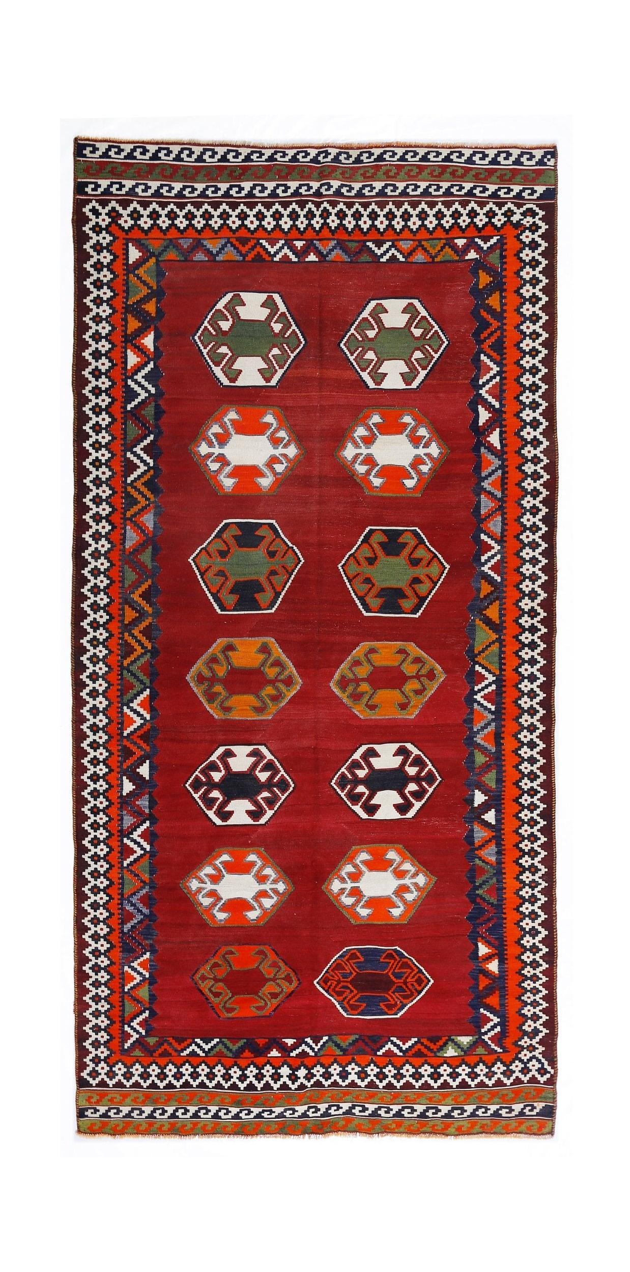 Handmade Vintage Persian Ghasghai Kilim | 330 x 154 cm | 10'10" x 5'2" - Najaf Rugs & Textile