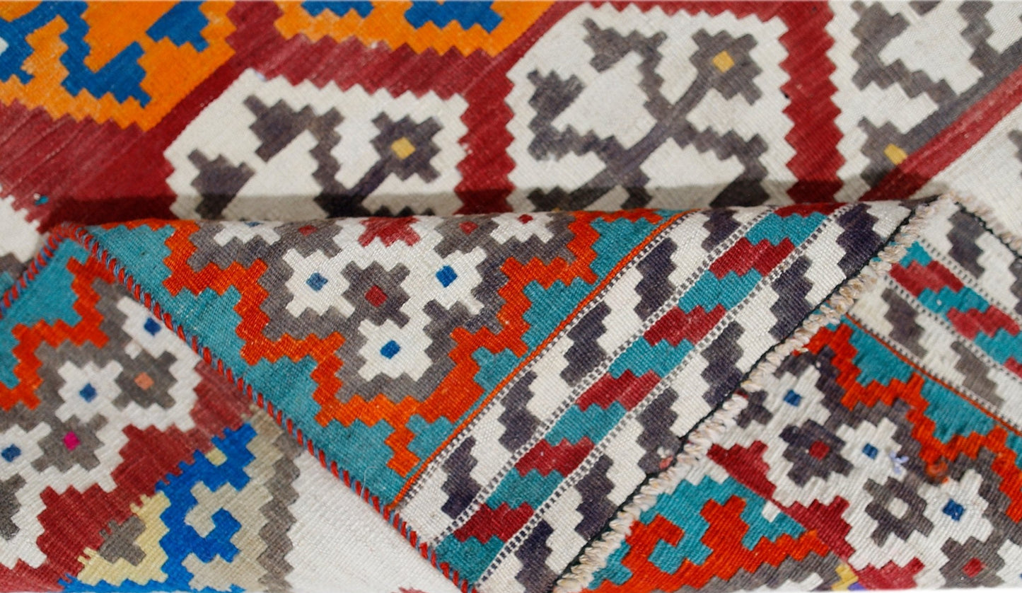 Handmade Vintage Persian Ghasghai Kilim Hallway Runner | 284 x 118 cm | 9'4" x 3'10" - Najaf Rugs & Textile