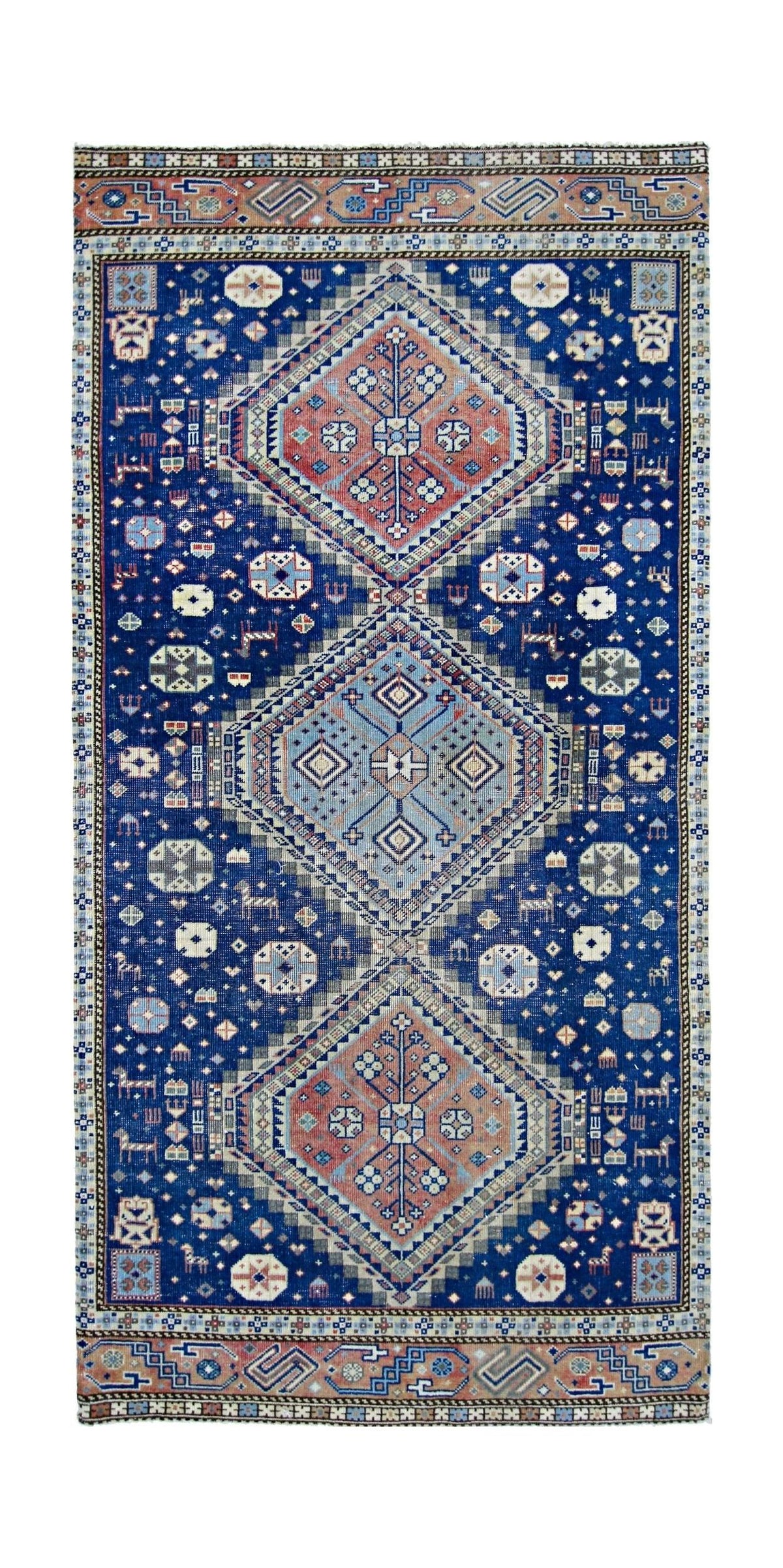 Handmade Vintage Persian Ghashghai Rug | 193 x 96 cm | 6'4" x 3'2" - Najaf Rugs & Textile