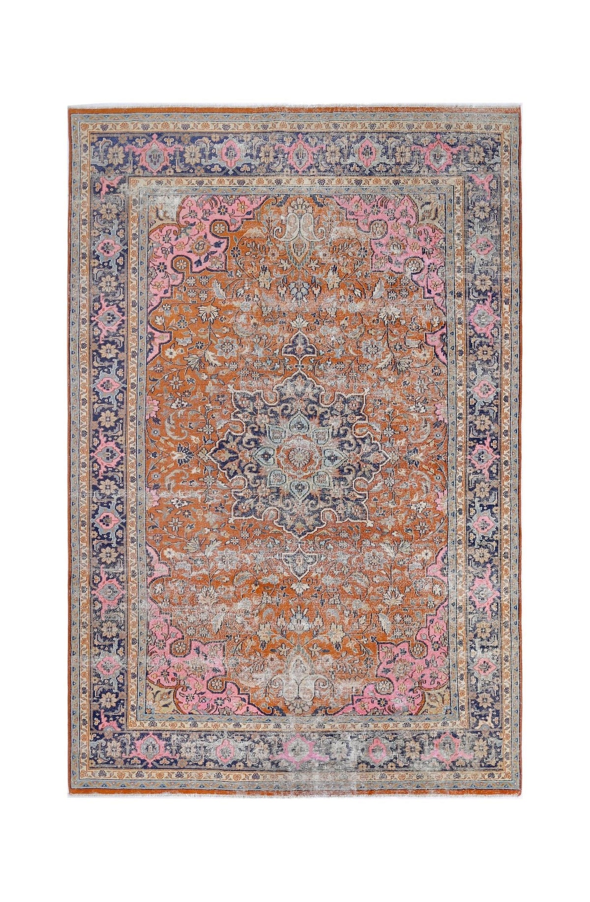 Handmade Vintage Persian Rug | 246 x 160 cm | 8'1" x 5'3" - Najaf Rugs & Textile