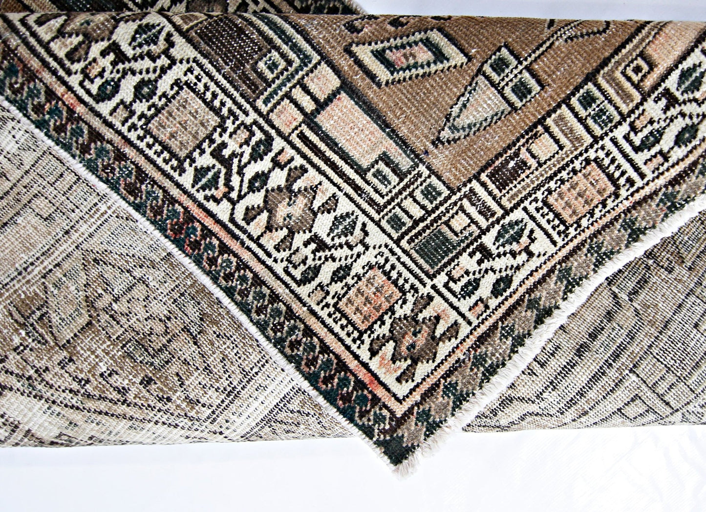 Handmade Vintage Persian Hallway Runner | 326 x 97 cm | 10'9" x 3'2" - Najaf Rugs & Textile