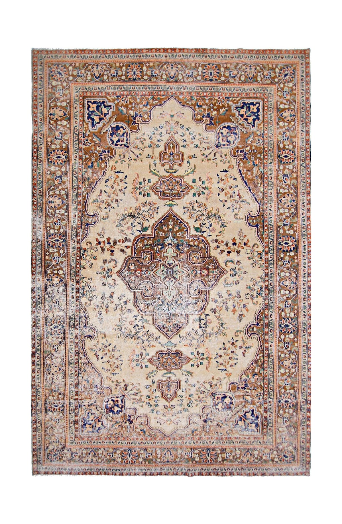 Handmade Vintage Persian Tabriz Rug | 286 x 178 cm | 9'5" x 5'10" - Najaf Rugs & Textile