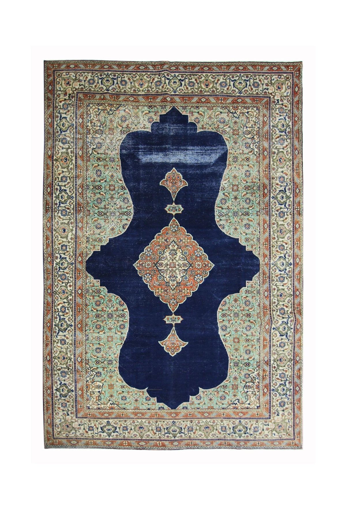 Handmade Vintage Persian Tabriz Rug | 326 x 200 cm | 10'8" x 6'7" - Najaf Rugs & Textile