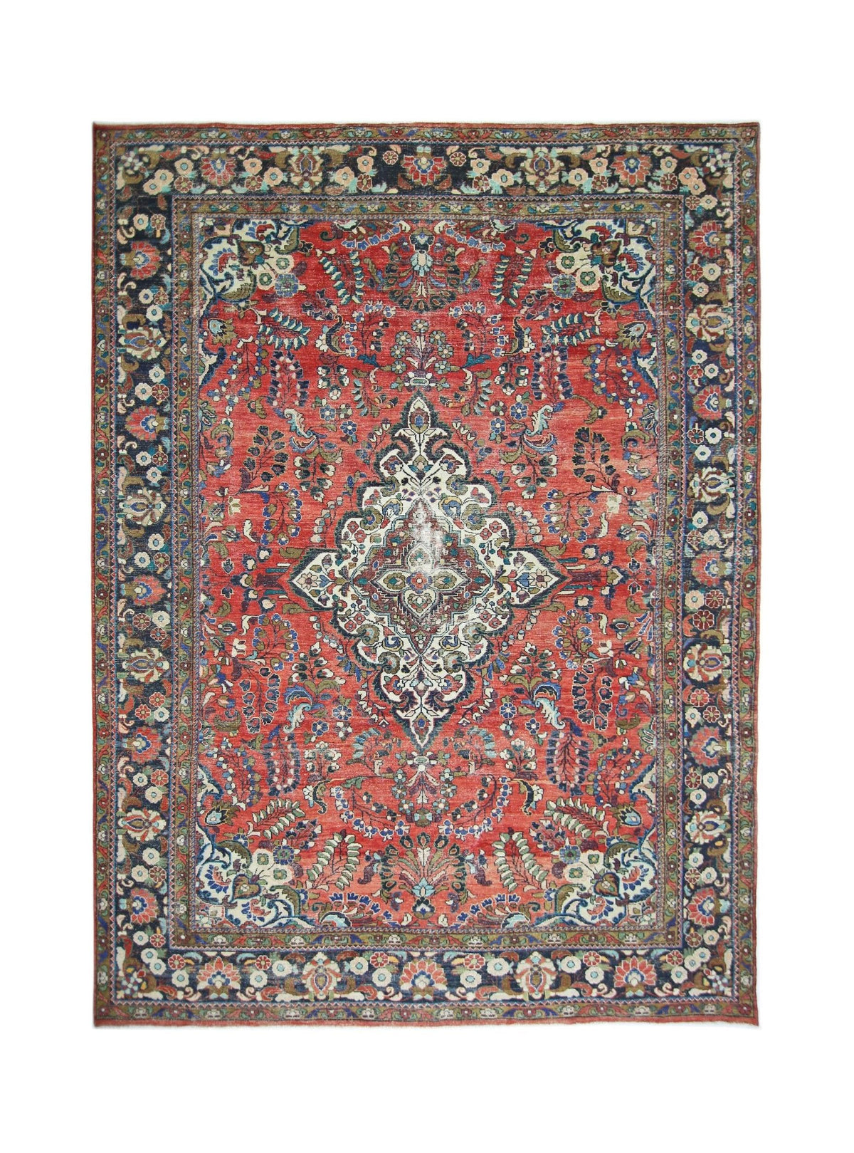 Handmade Vintage Persian Tabriz Rug | 376 x 278 cm | 12'4" x 9'1" - Najaf Rugs & Textile
