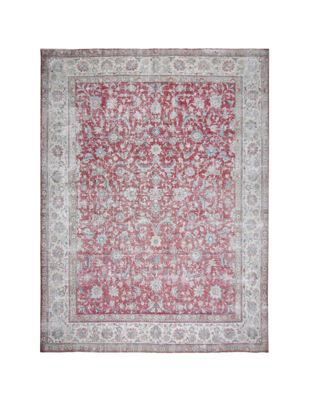 Handmade Vintage Persian Tabriz Rug | 376 x 296 cm | 12'4" x 9'9" - Najaf Rugs & Textile