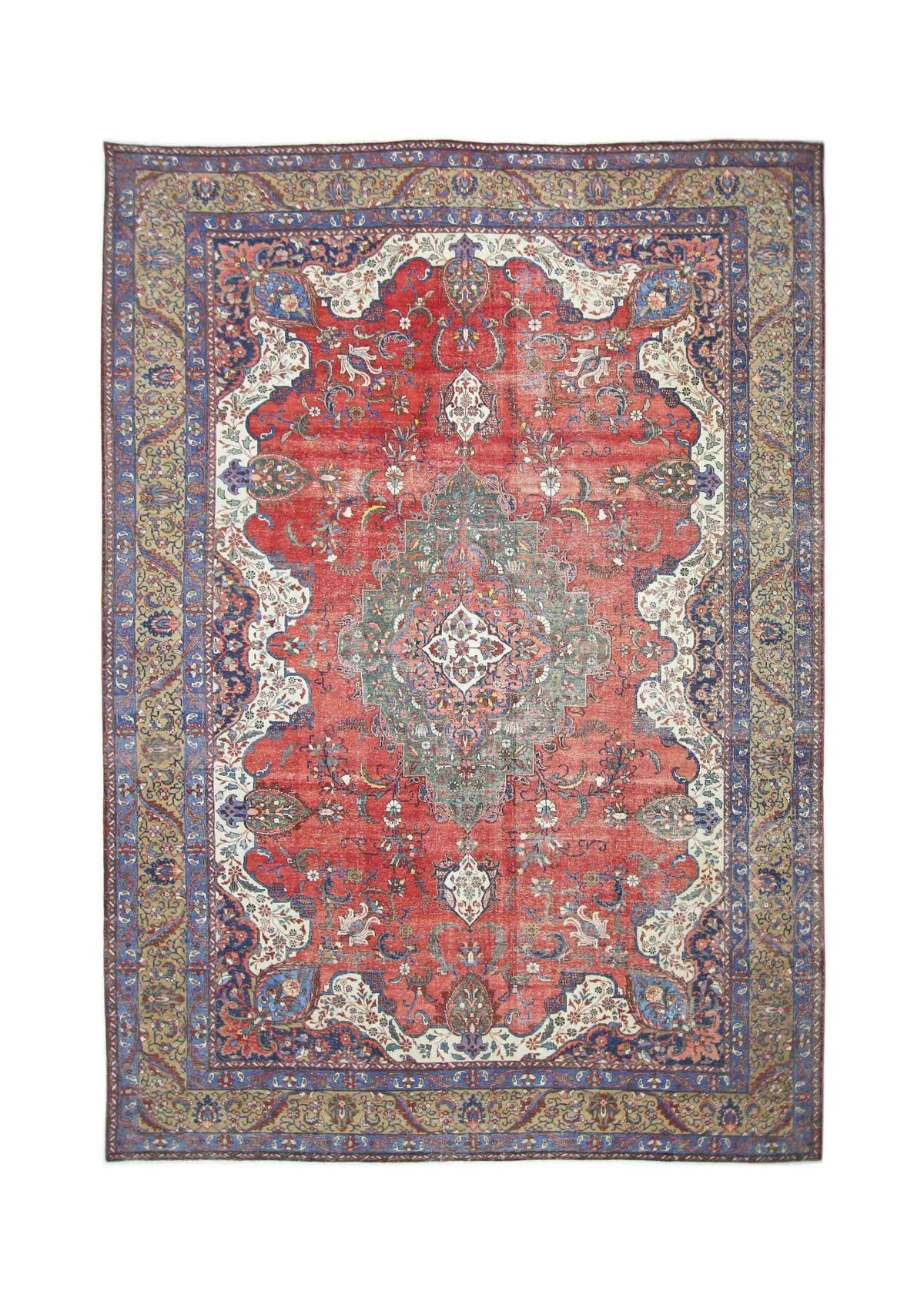 Handmade Vintage Persian Tabriz Rug | 390 x 272 cm | 12'9" x 8'11" - Najaf Rugs & Textile