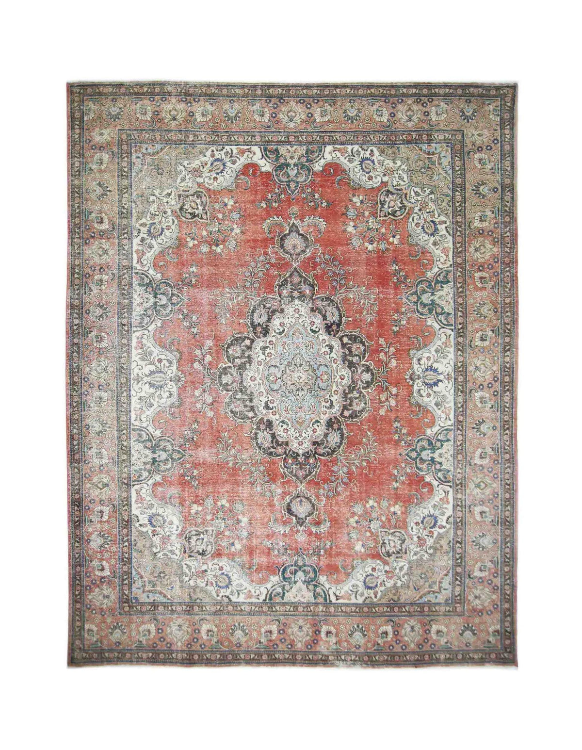 Handmade Vintage Persian Tabriz Rug | 405 x 292 cm | 13'3" x 9'7" - Najaf Rugs & Textile