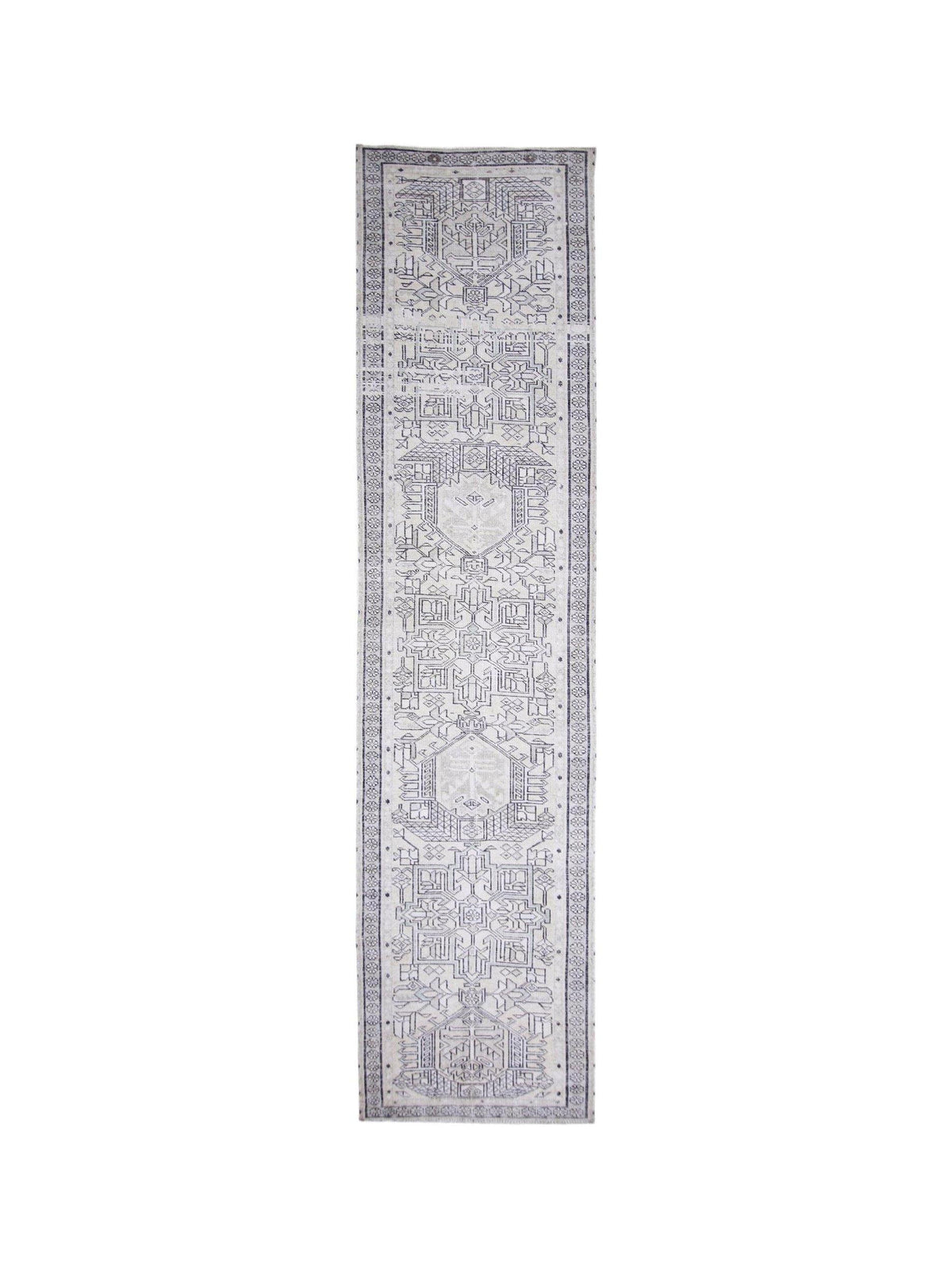 Handmade Vintage Persian Tabriz Hallway Runner | 372 x 90 cm | 12'2" x 2'11" - Najaf Rugs & Textile