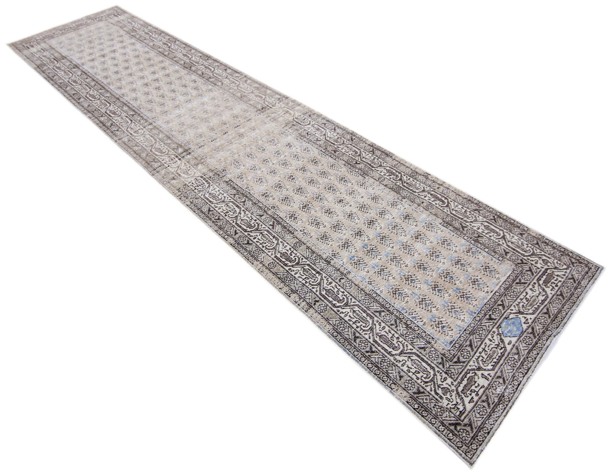 Handmade Vintage Persian Tabriz Hallway Runner | 396 x 92 cm | 13' x 3' - Najaf Rugs & Textile
