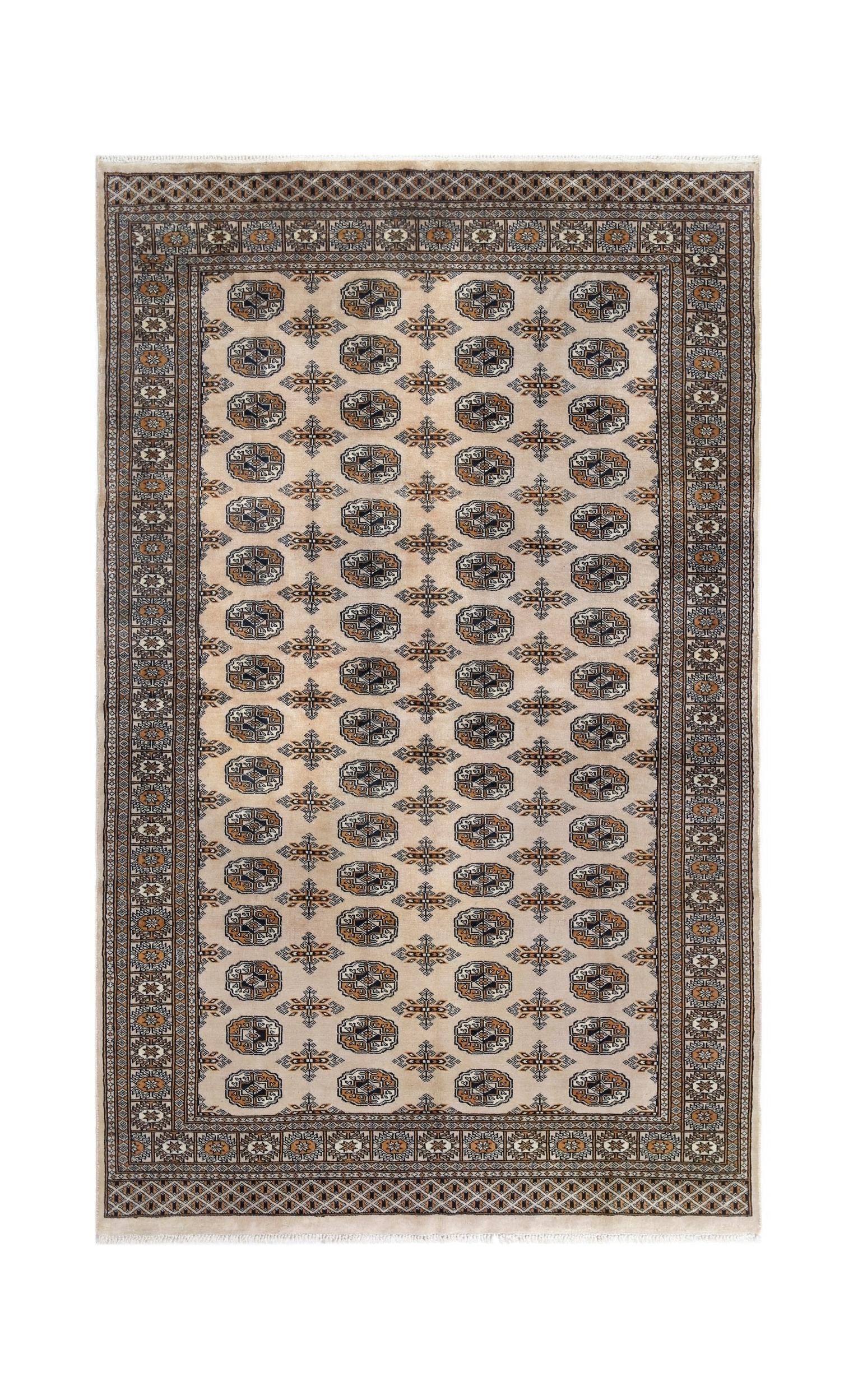 Handmade Vintage Princess Bokhara Rug | 249 x 158 cm | 8'2" x 5'2" - Najaf Rugs & Textile