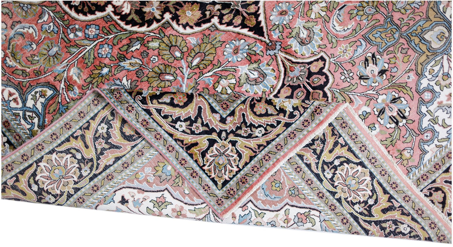 Handmade Vintage Silk Kashmiri Rug | 277 x 184 cm | 9'1" x 6' - Najaf Rugs & Textile