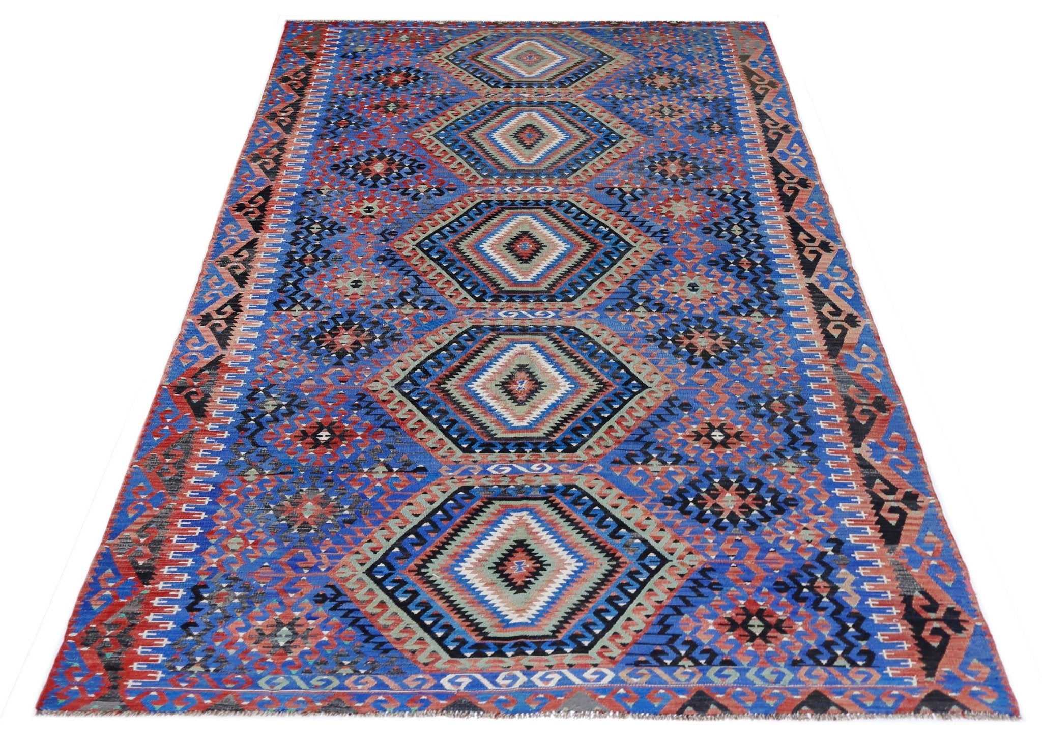 Handmade Vintage Turkish Kilim | 314 x 176 cm | 10'4" x 5'9" - Najaf Rugs & Textile
