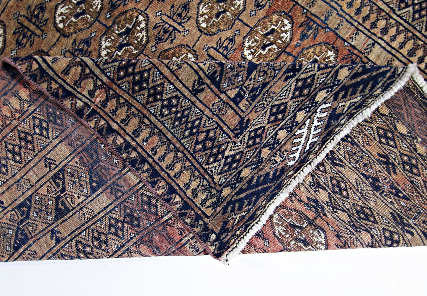 Handmade Vintage Afghan Turkmen Bokhara Rug | 218 x 158 cm | 7'2" x 5'2" - Najaf Rugs & Textile