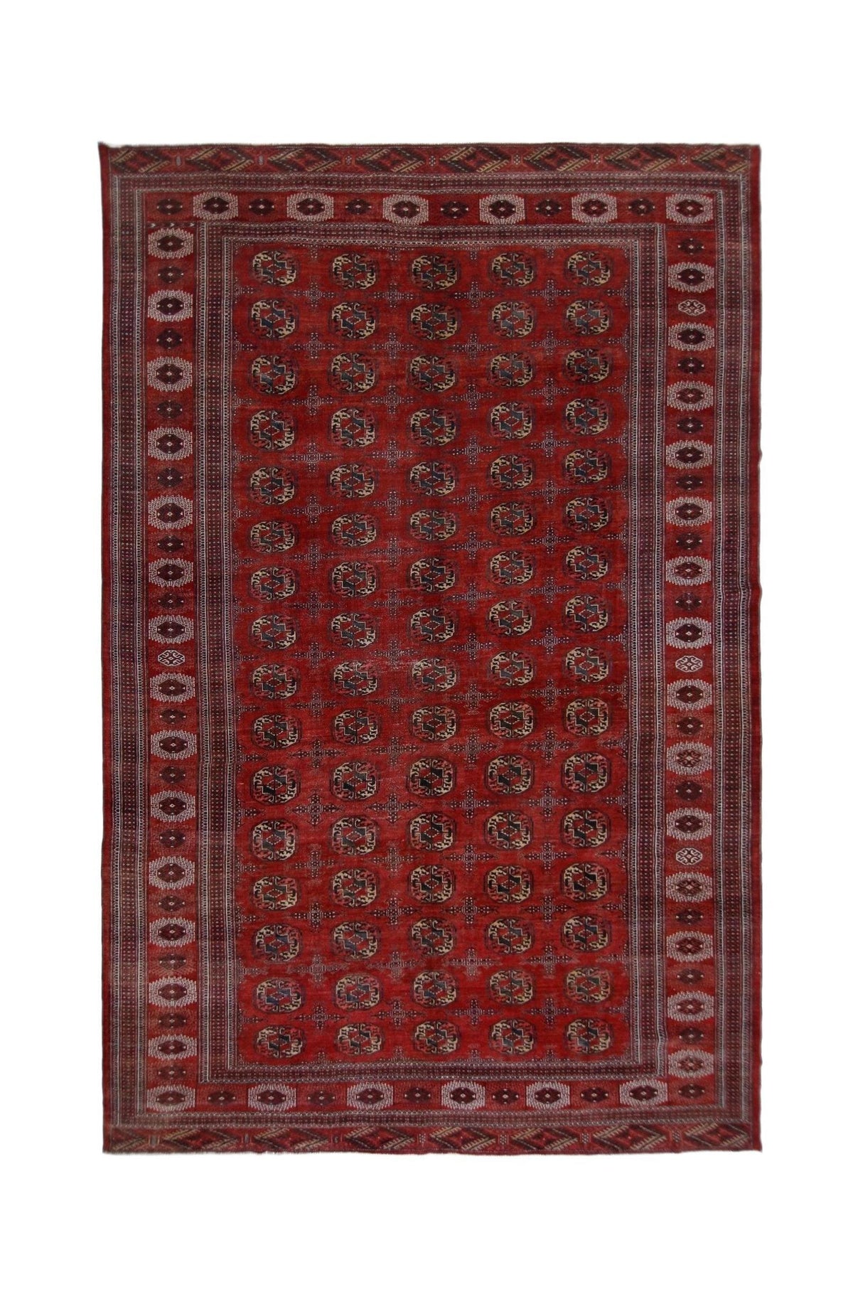 Handmade Vintage Turkmen Tekke Bokhara Rug | 412 x 268 cm | 13'6" x 8'9" - Najaf Rugs & Textile