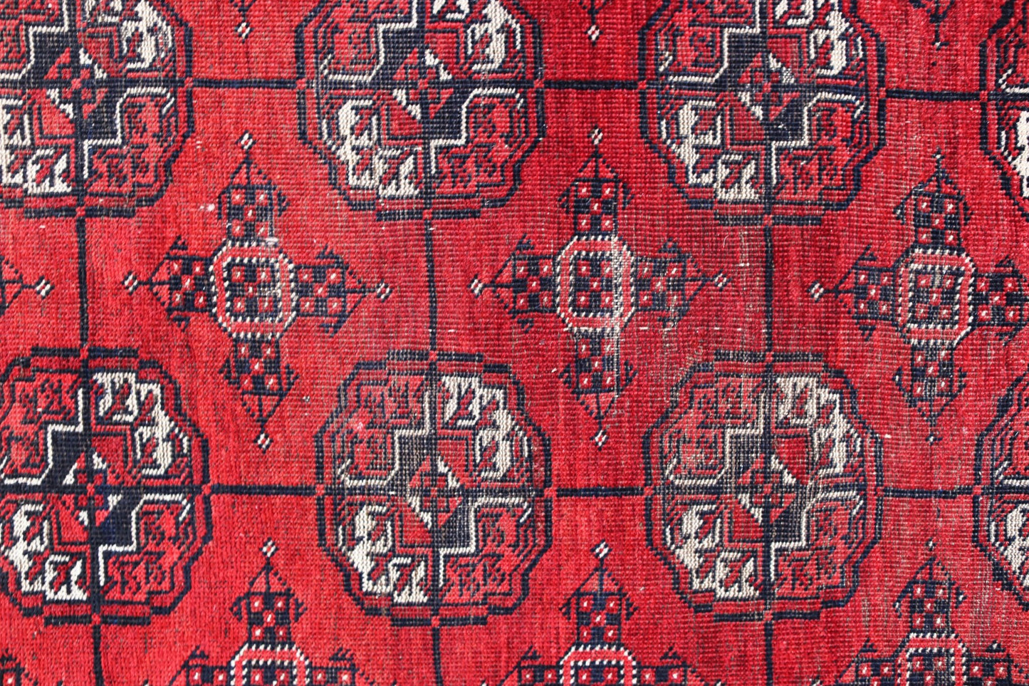 Handmade Vintage Afghan Turkmen Mowari Rug | 415 x 301 cm | 13'7" x 9'10" - Najaf Rugs & Textile