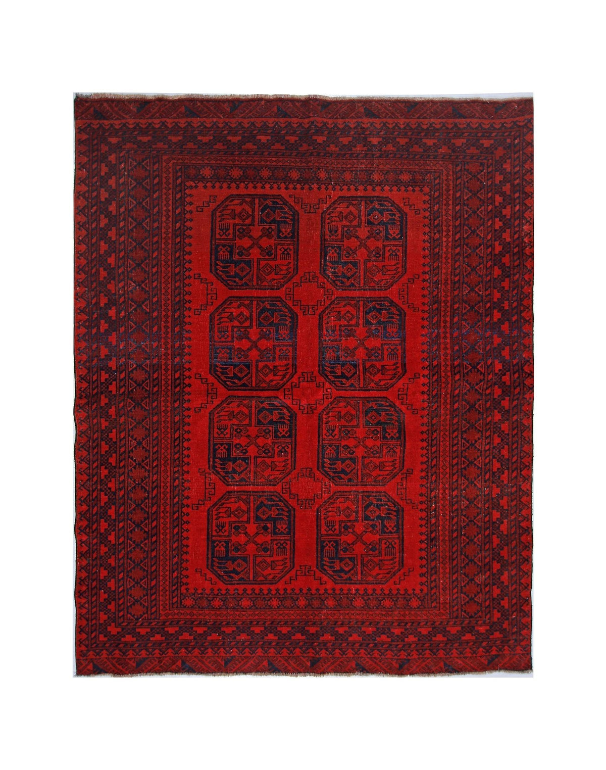 Handmade Afghan Turkmen Elephant's Foot Rug | 187 x 151 cm | 6'2" x 4'11" - Najaf Rugs & Textile