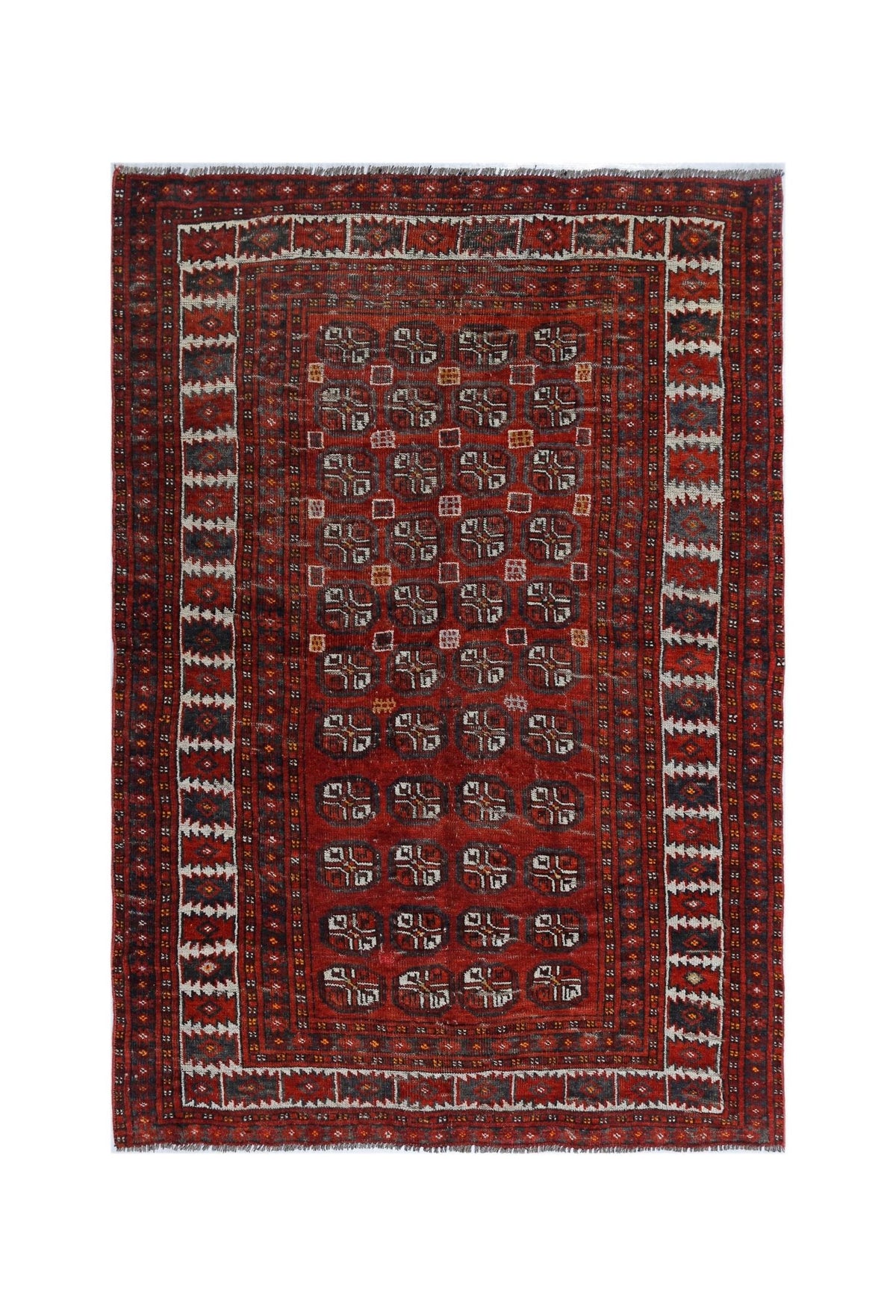 Handmade Vintage Afghan Turkmen Rug | 191 x 130 cm | 6'3" x 4'3" - Najaf Rugs & Textile