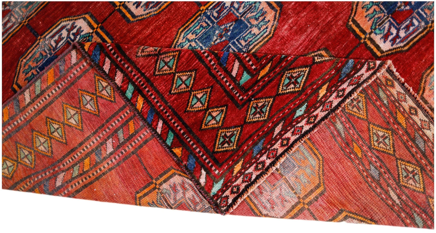 Handmade Vintage Afghan Turkmen Rug | 279 x 230 cm | 9'2" x 7'6" - Najaf Rugs & Textile