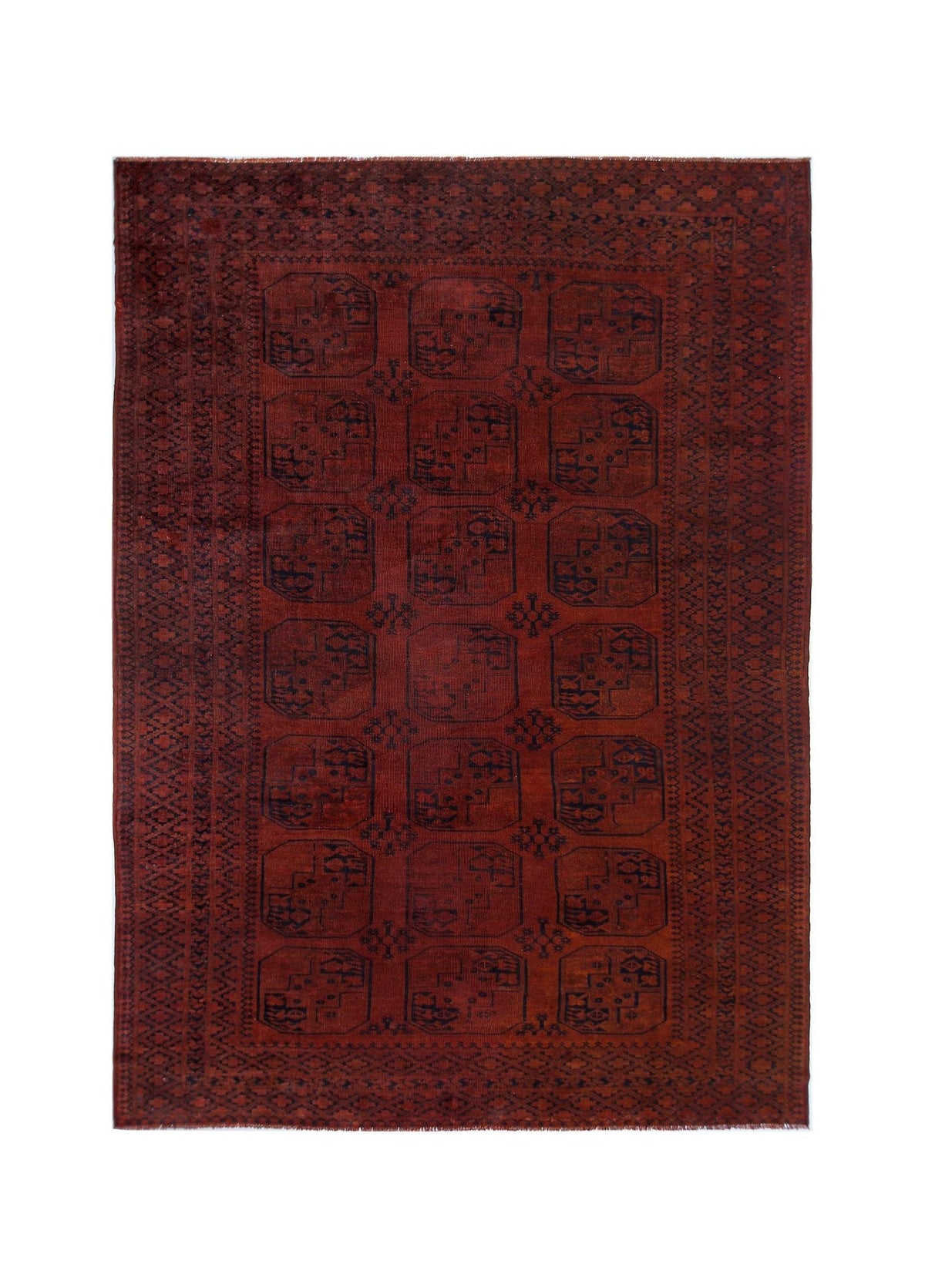 Handmade Vintage Afghan Turkmen Rug | 334 x 234 cm | 10'11" x 7'8" - Najaf Rugs & Textile