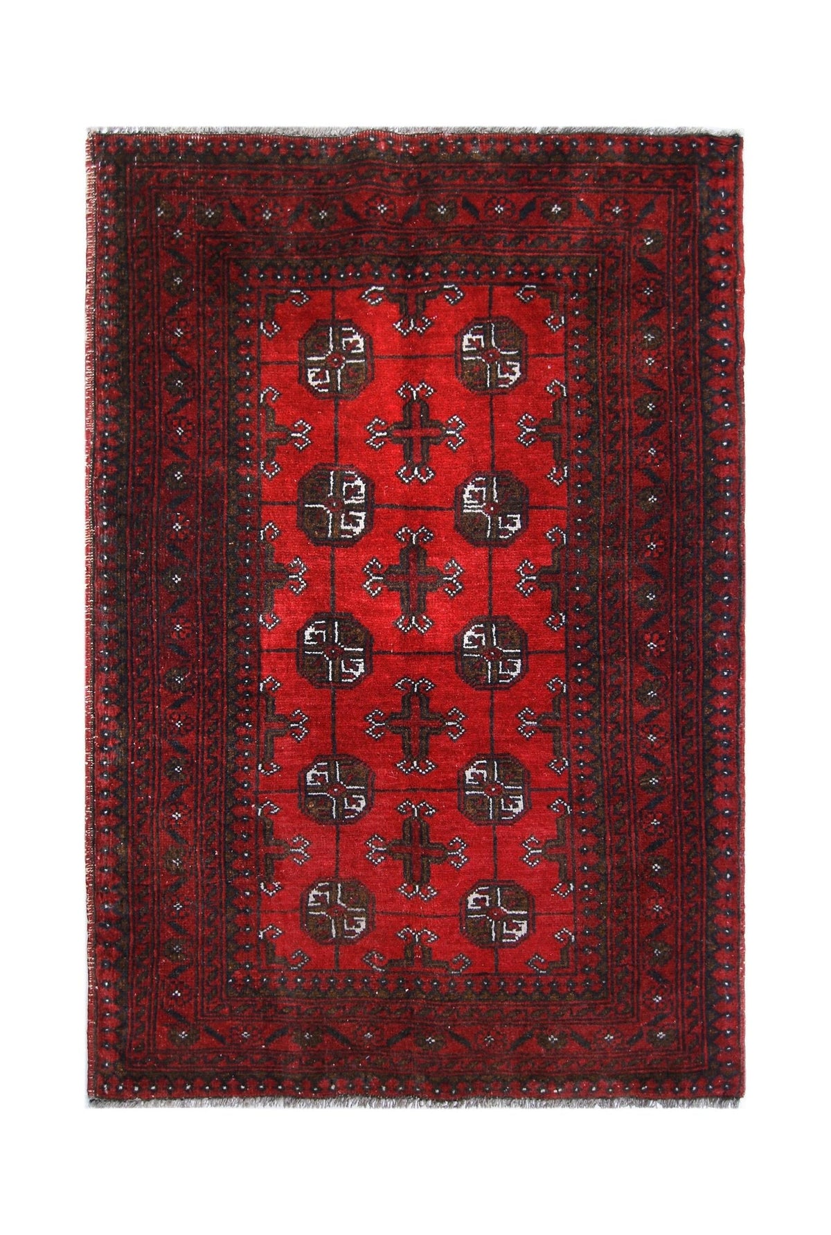 Handmade Afghan Vintage Turkmen Rug | 118 x 81 cm | 3'10" x 2'8" - Najaf Rugs & Textile