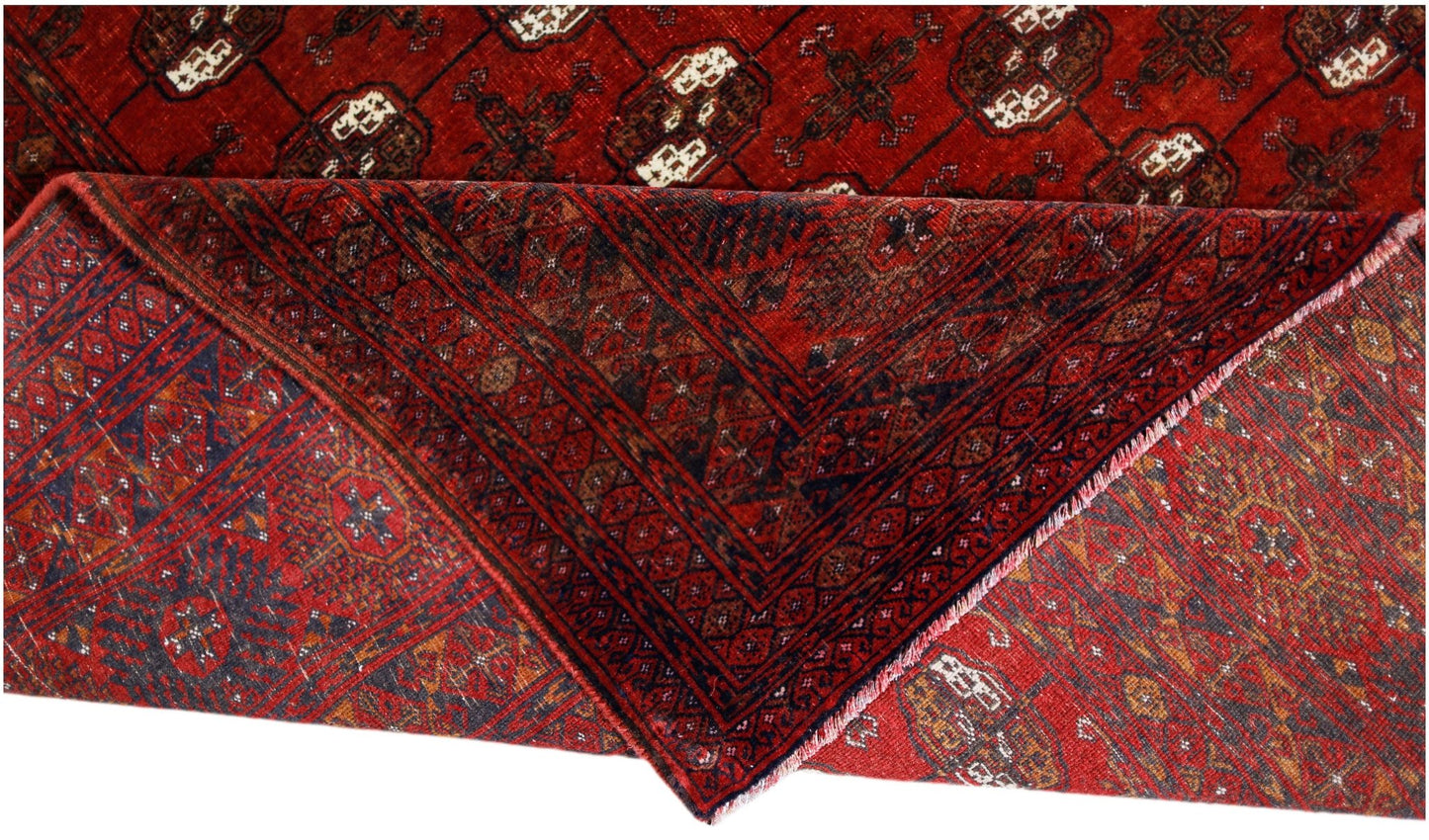 Handmade Vintage Afghan Turkmen Rug | 272 x 196 cm | 8'11" x 6'5" - Najaf Rugs & Textile