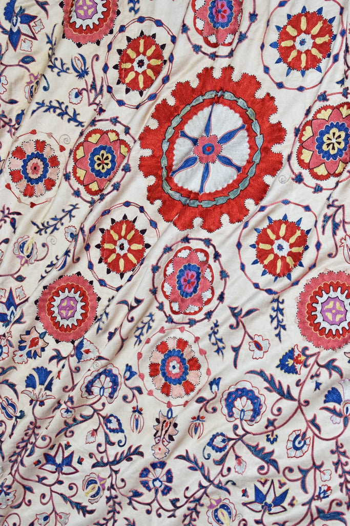 Hand Embroidered Silk Uzbek Suzani | 314 x 245 cm | 10'4" x 8' - Najaf Rugs & Textile