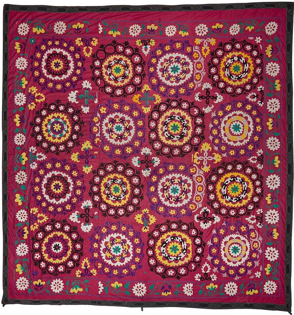 Hand Embroidered Vintage Uzbek Suzani 250 X 241 Cm 8 2 X 7 9 hand-embroidered-vintage-uzbek-suzani-250-x-241-cm-8-2-x-7-9