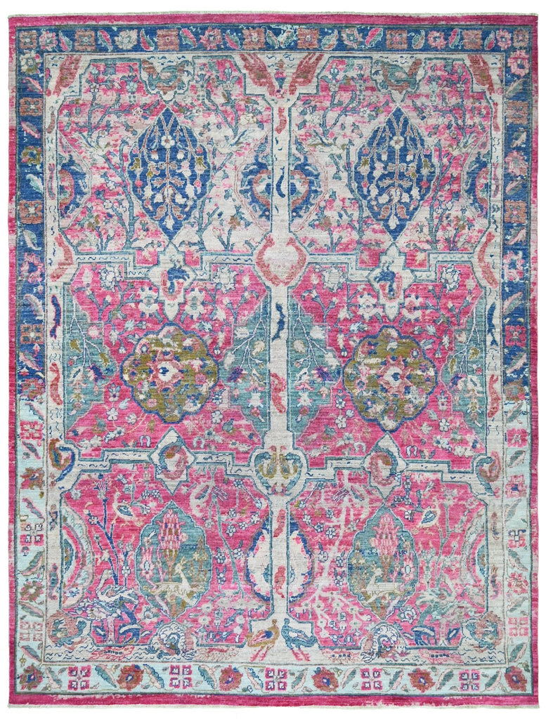 Handknotted Transitional Garden Rug | 356 x 269 cm | 11'6" x 8'8" - Najaf Rugs & Textile