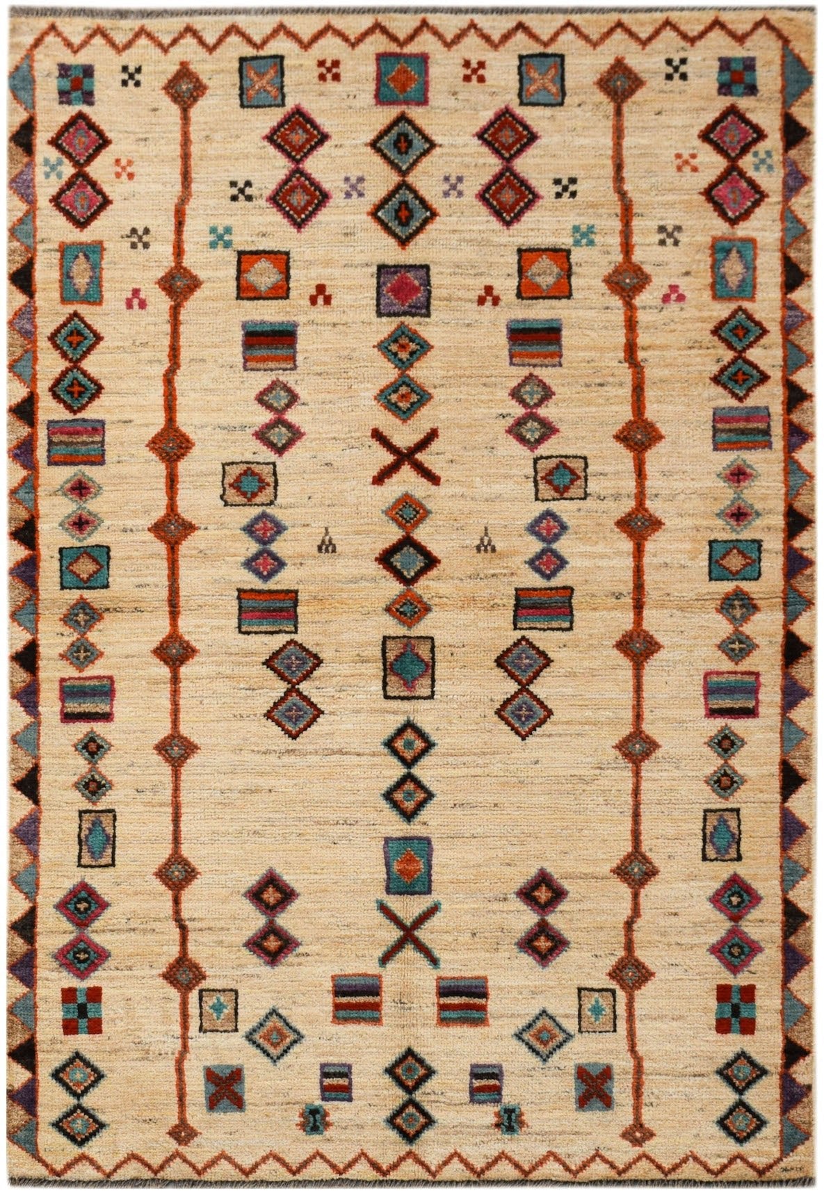 Handknotted Tribal Afghan Rug | 186 x 126 cm | 6'1" x 4'2" - Najaf Rugs & Textile