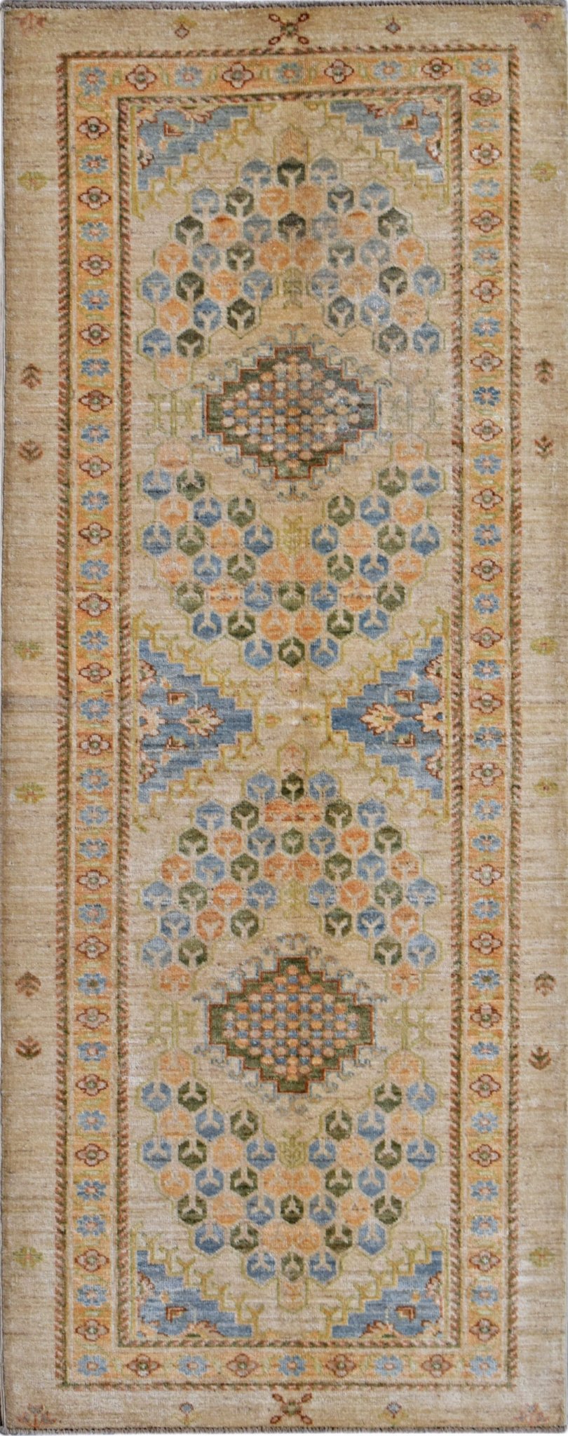 Handmade Afghan Chobi Hallway Runner | 215 x 86 cm | 7'1" x 2'10" - Najaf Rugs & Textile