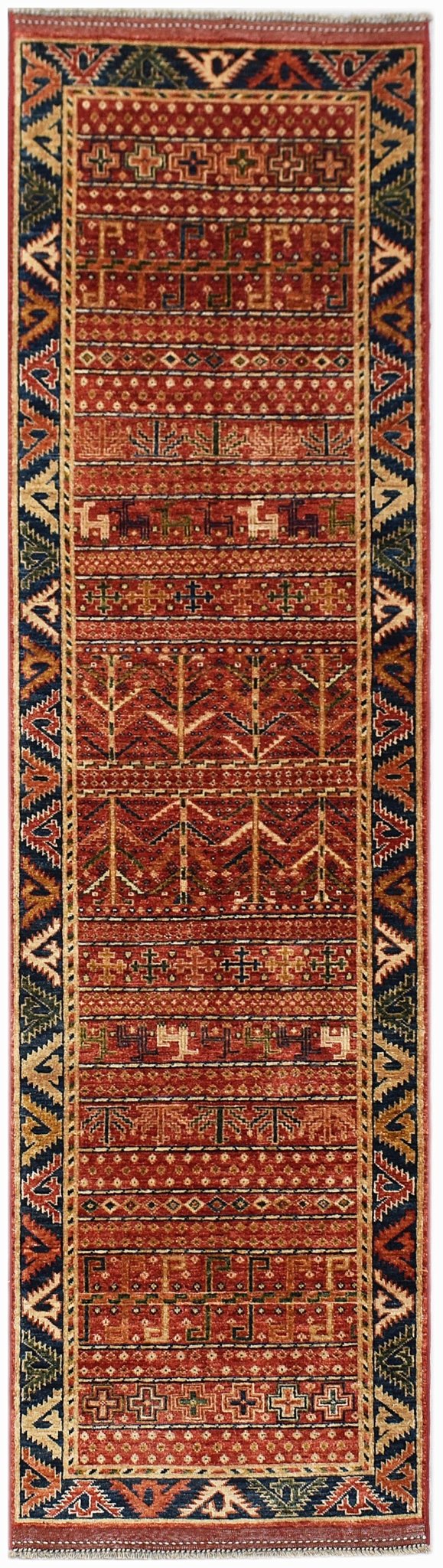 Handmade Afghan Chobi Hallway Runner | 301 x 83 cm | 9'10" x 2' - Najaf Rugs & Textile