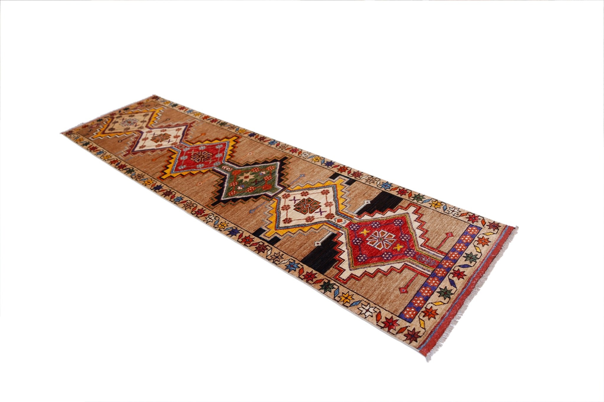 Handmade Afghan Chobi Hallway Runner | 303 x 85 cm | 9'11" x 2'10" - Najaf Rugs & Textile