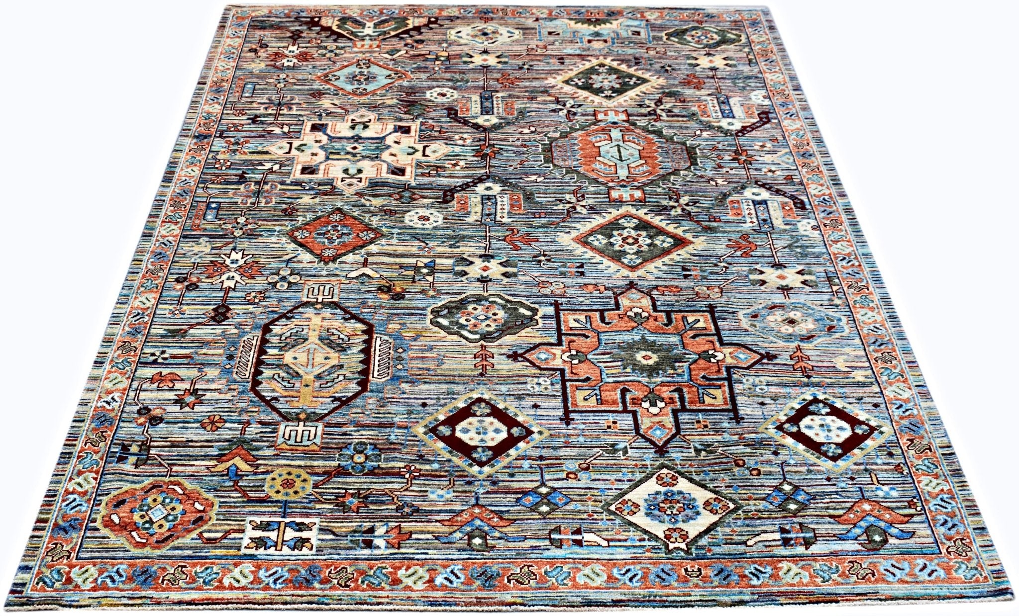 Handmade Afghan Chobi Rug | 235 x 172 cm | 7'9" x 5'8" - Najaf Rugs & Textile