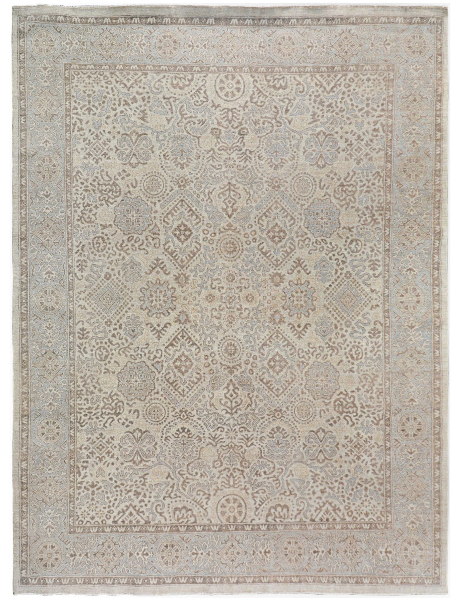 Handmade Afghan Chobi Rug | Bamyan Collection | 297 x 242 cm | 9'9" x 7'11" - Najaf Rugs & Textile