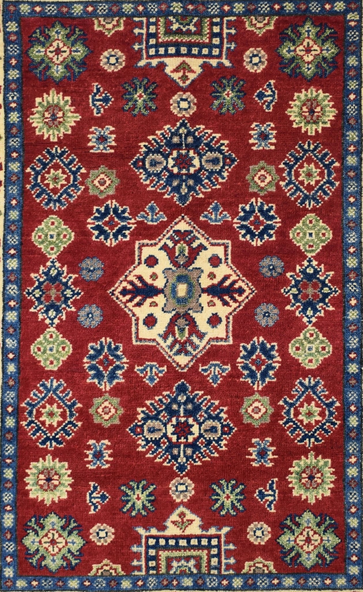 Handmade Afghan Kazakh Rug | 115 x 82 cm | 3'7" x 2'6" - Najaf Rugs & Textile